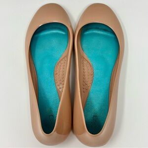 Oka B. Taylor Shiny Ballet Flats Nude Slip On Shoes Lightweight Recyclable